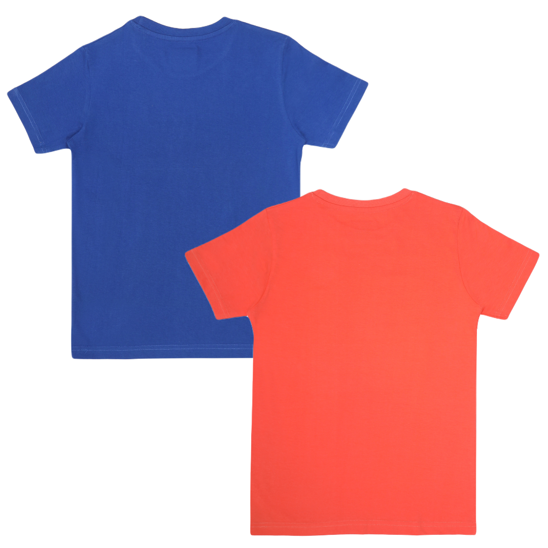 Round Neck Printed Super Combed Cotton T-shirt, (Pack of 2)