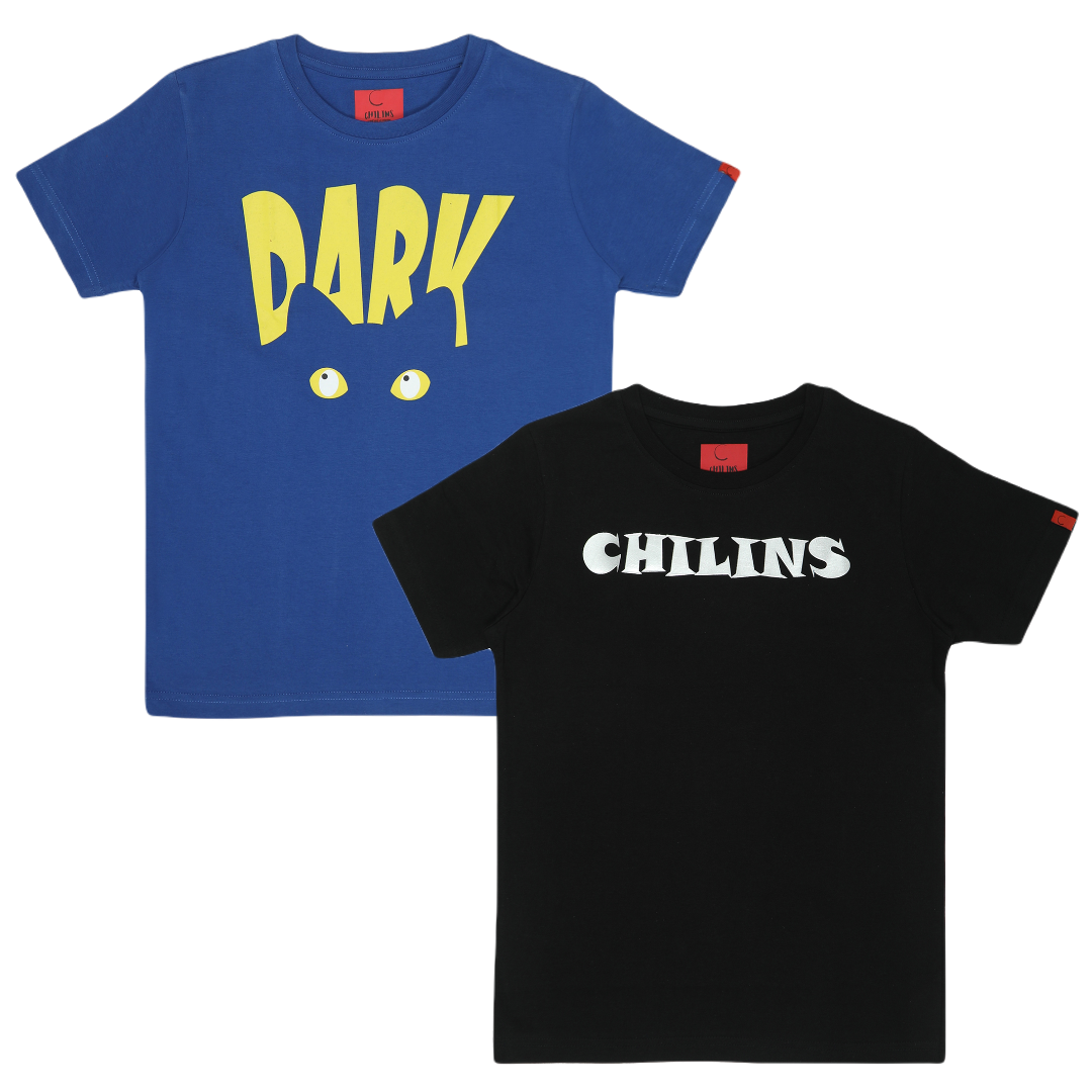 Round Neck Printed Super Combed Cotton T-shirt, (Pack of 2)