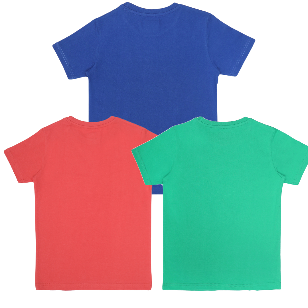 Round Neck Printed Super Combed Cotton T-shirt, (Pack of 3)