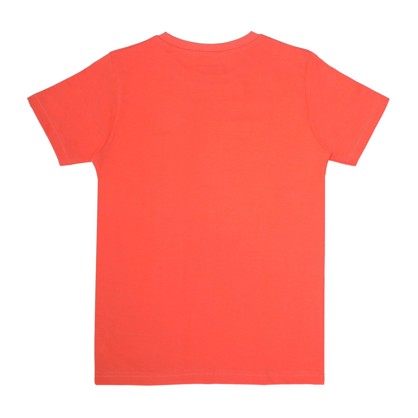 Round Neck Printed Super Combed Cotton T-shirt, Color- Orange