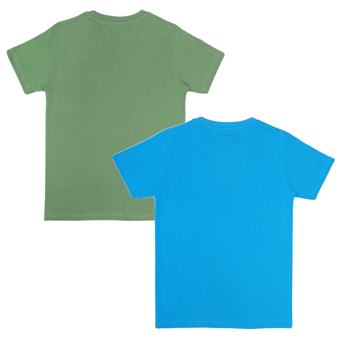 Round Neck Printed Super Combed Cotton T-shirt, (Pack of 2)