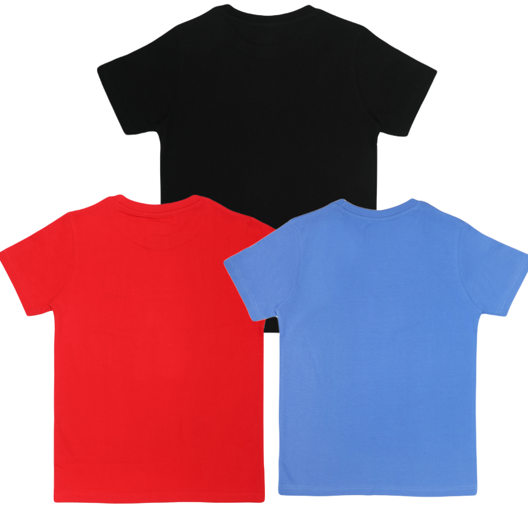 Round Neck Printed Super Combed Cotton T-shirt, (Pack of 3)