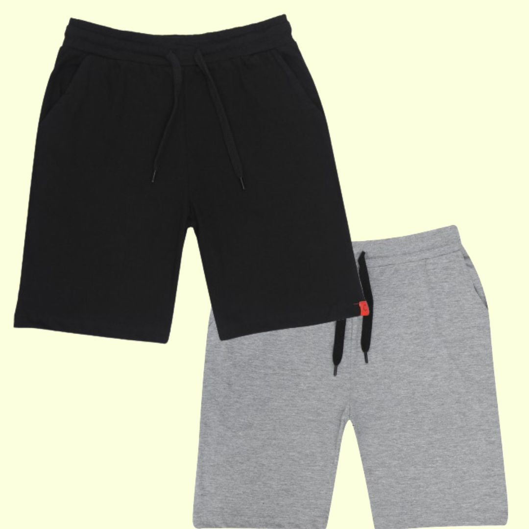 Kids Cotton Shorts Grey & Black
