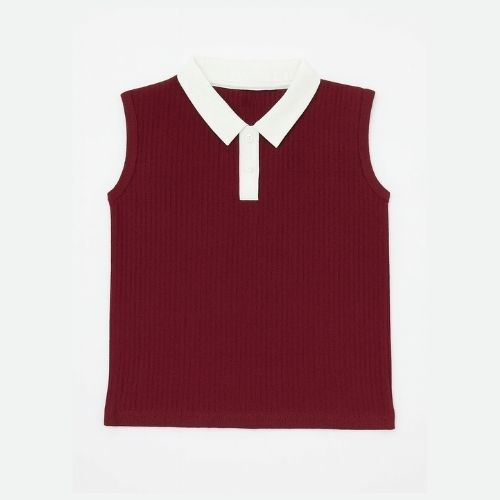 CHILINS Girls Sleeveless Polo Neck Top β Smart Casual Everyday Wear