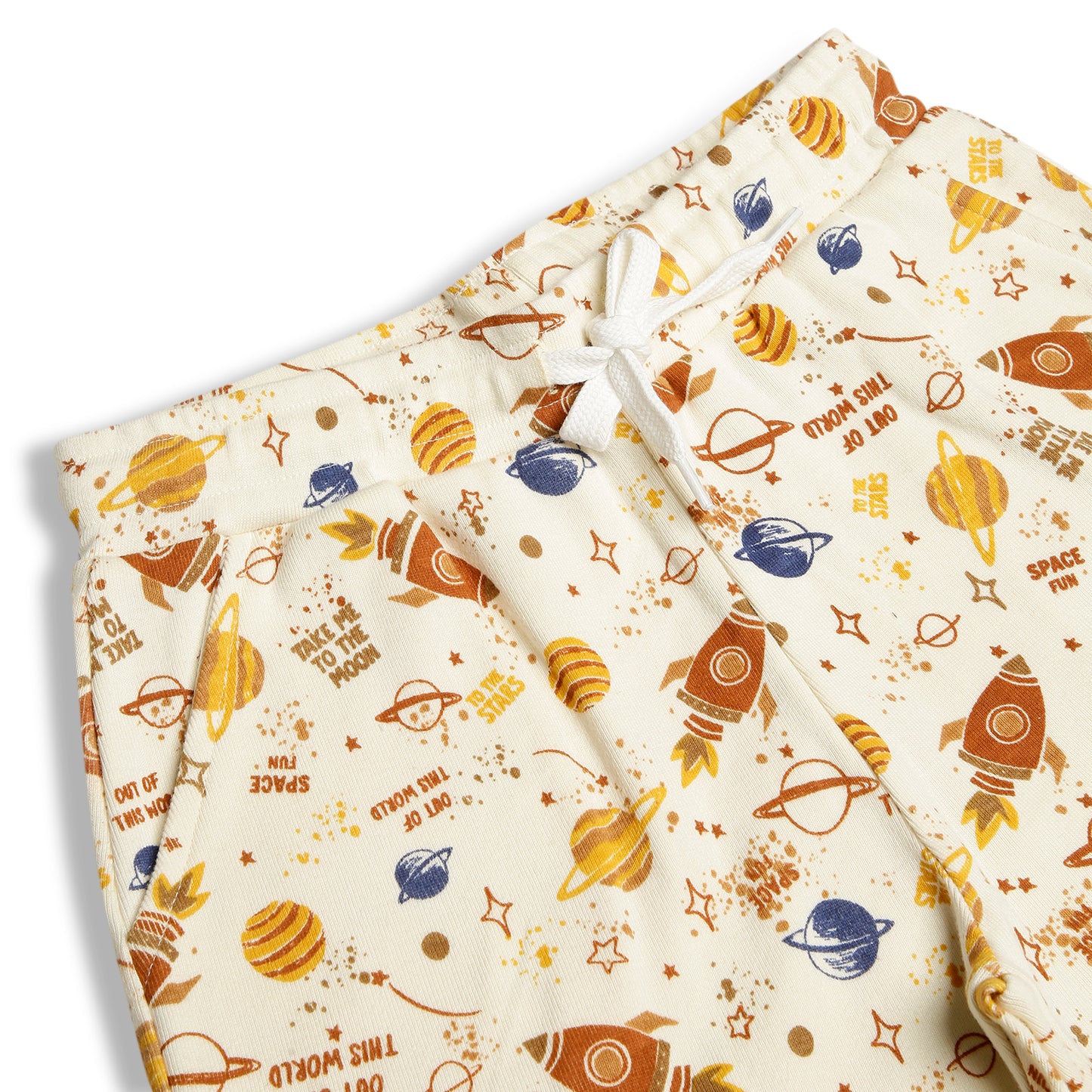 CHILINS Kids Pure Cotton Printed T-Shirt & Shorts Set | Space Theme Co-Ord Set