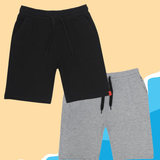 Kids Cotton Shorts Grey & Black