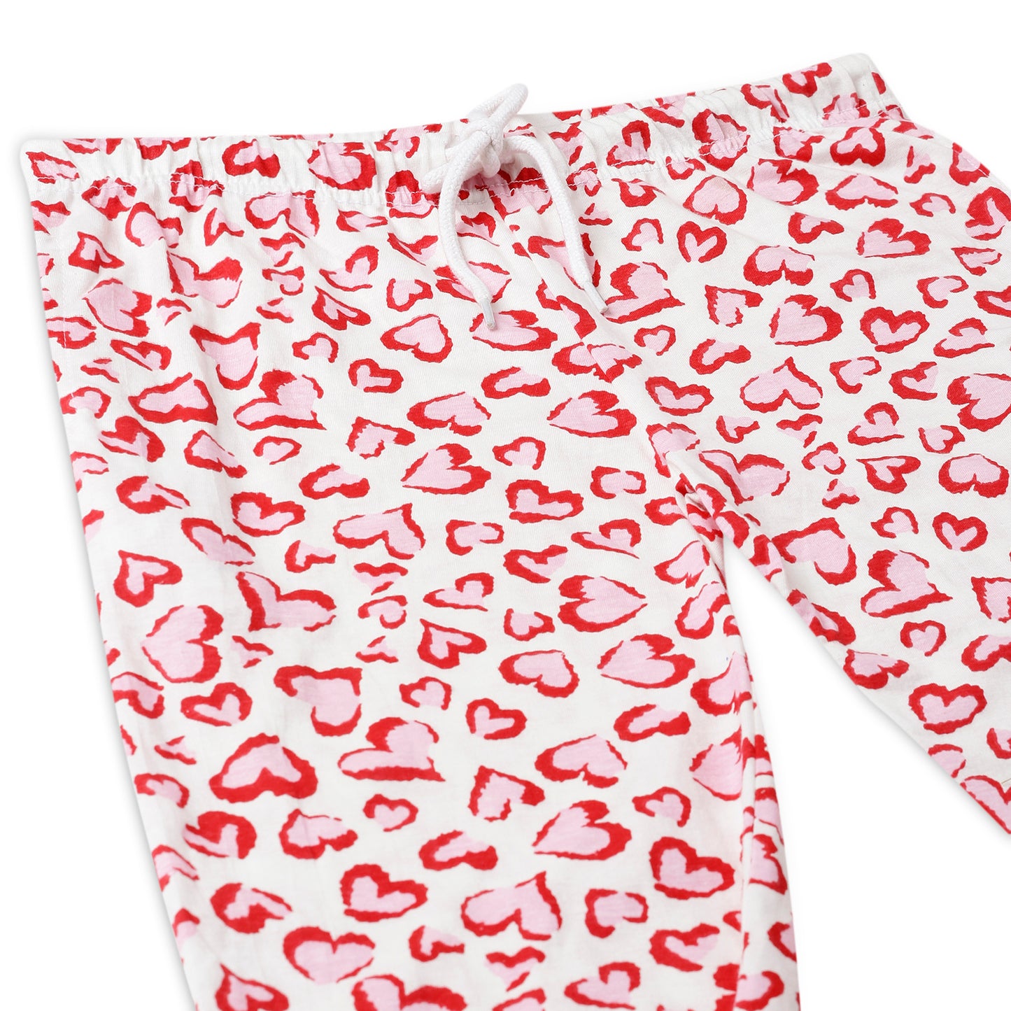 Sleepwear Set | Tshirt Pyjama Pant Set | Nightsuit Set | Boys & Girls Cotton Fabric Red Heart