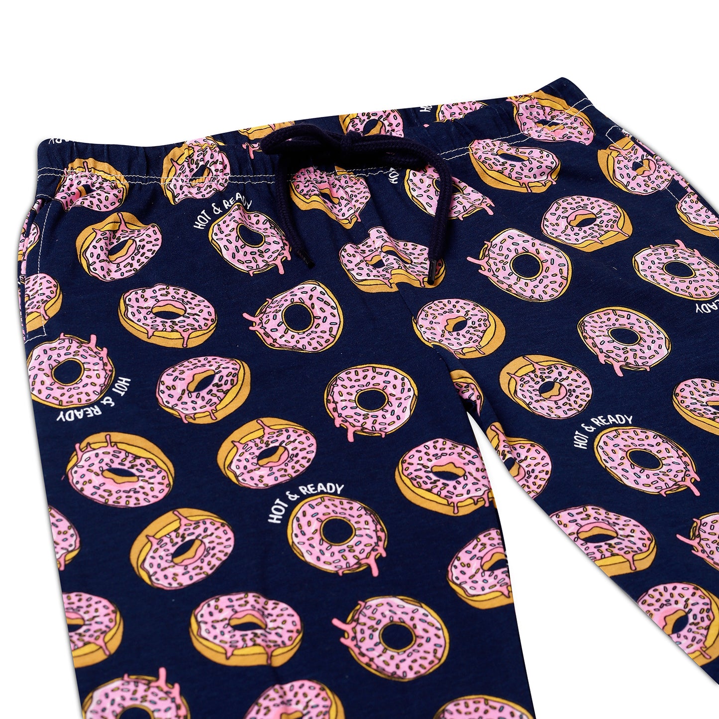 Sleepwear Set | Tshirt Pyjama Pant Set | Nightsuit Set | Girls Cotton Fabric Blue Donut