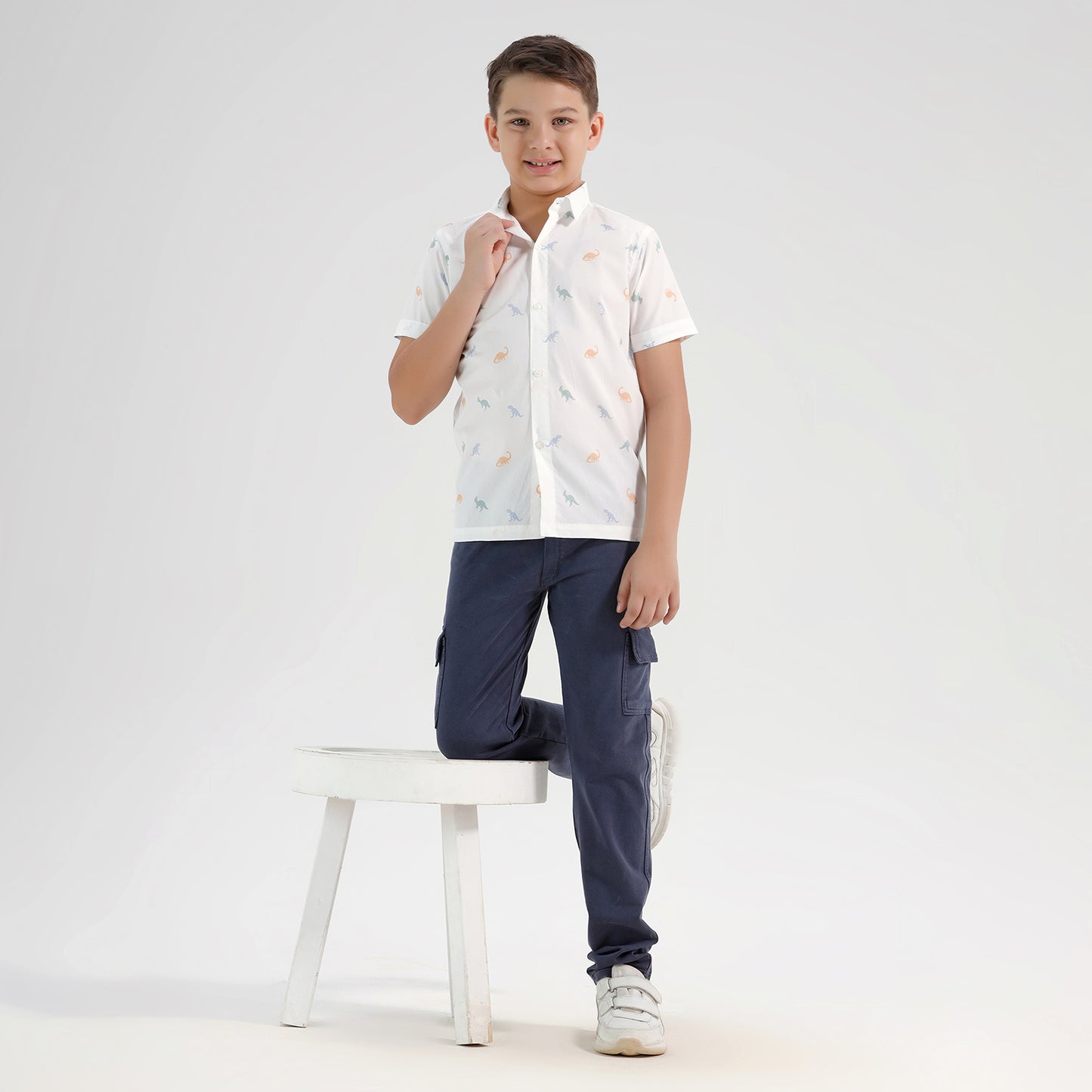 Boys Printed Regular Fit Casual Cotton Shirt