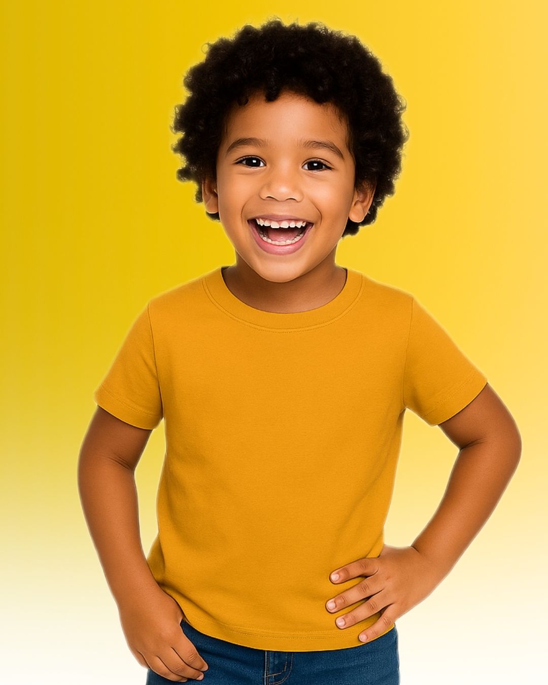 Buy Round Neck Plain Cotton T-shirt for kids Boys Girls Golden