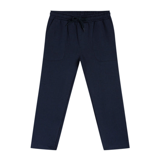 Boys Regular Fit Mid-Rise Cotton Track Pants with Stylish Pockets – Navy Blue