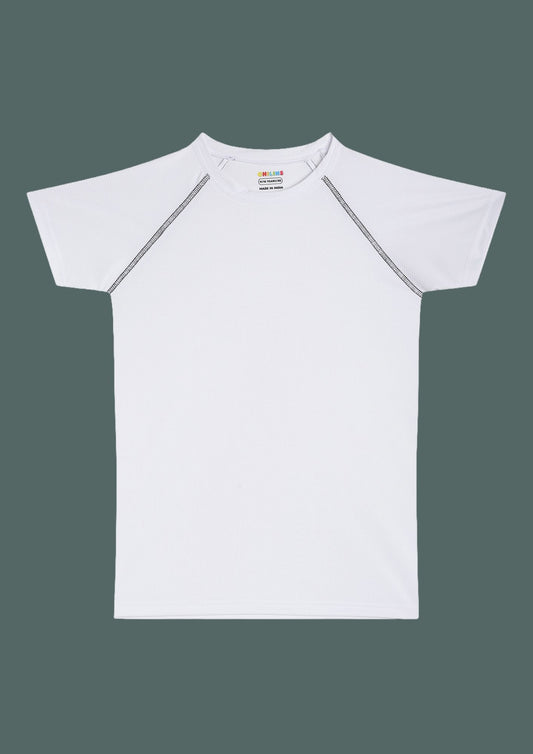 CHILINS Kids’ White Dry Fit Sports T‑Shirt – Activewear