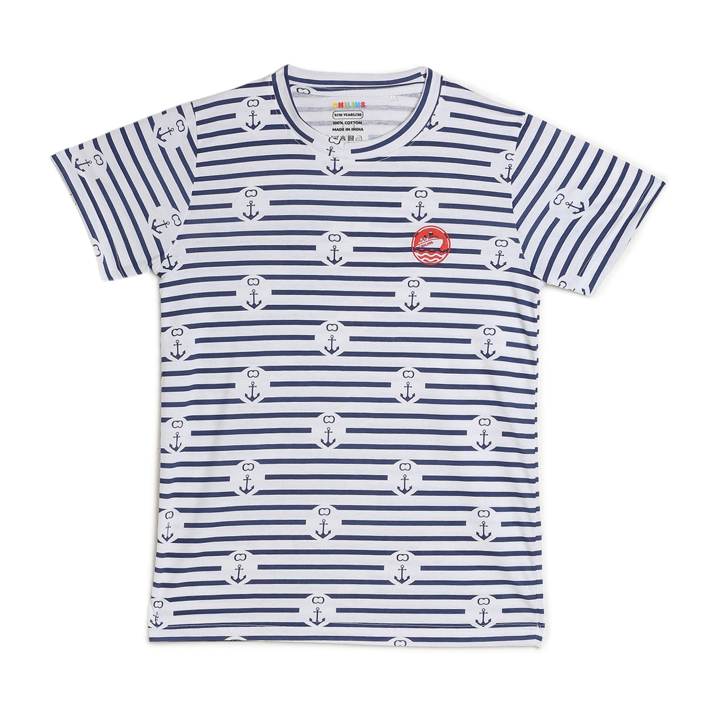 Boy Cotton Regular Fit Printed T-Shirt - Half Sleeve - Round Neck | White Arrow