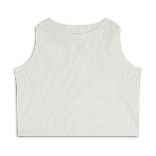 Girl's Solid Crew Neck Ribbed/Knitted Sleeveless Stretchable Slim Fit Crop Tank Top