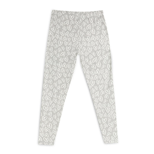 Poly lycra Printed Leggings for Girls Grey Heart