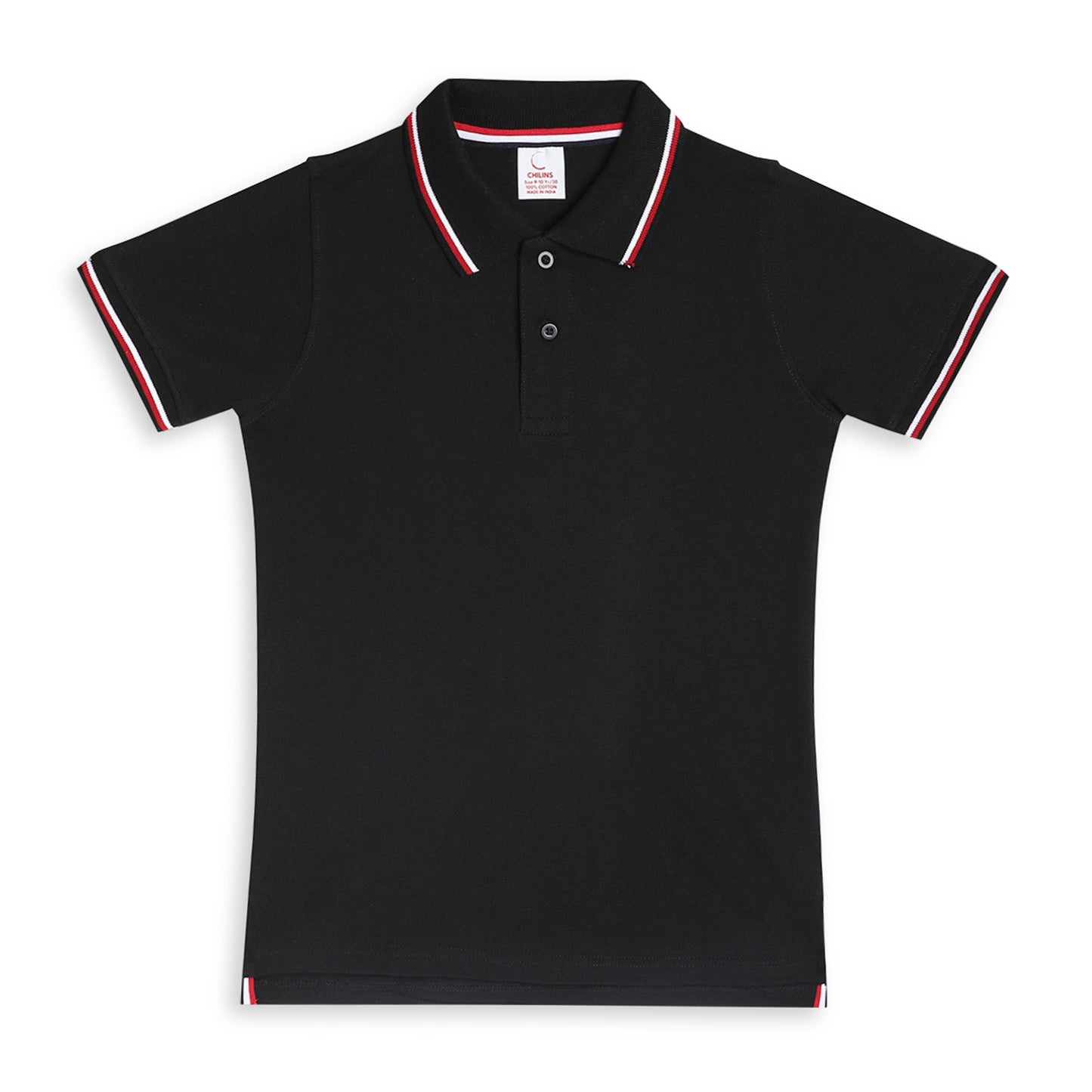 Chilins Kids Solid Polo Tshirt, Color - Black