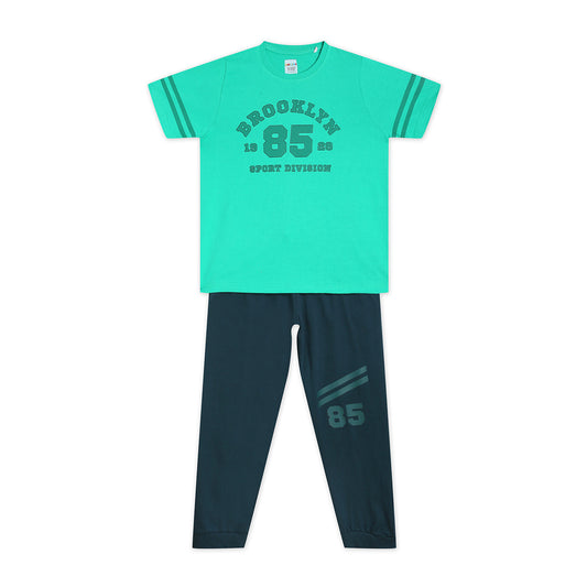 Boys Cotton Tshirt Pajama Set Knit Half Sleeves