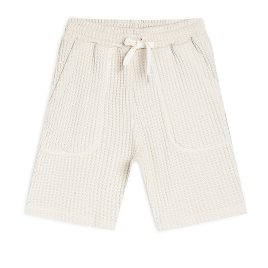 Boy's Cotton Bermuda Shorts with Trending Pocket Design – Off White