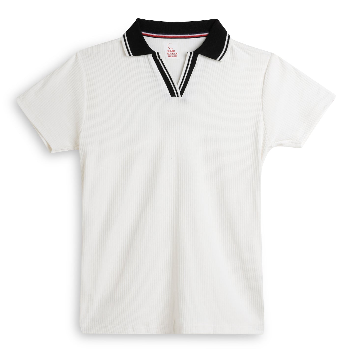 Girls Cotton Solid Collared Polo T-shirt