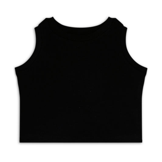 Girl's Solid Crew Neck Ribbed/Knitted Sleeveless Stretchable Slim Fit Crop Tank Top