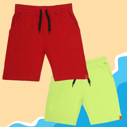 Kids Cotton Shorts Red & Green