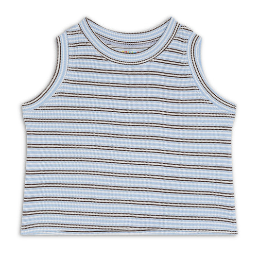 Girl's Solid Crew Neck Ribbed/Knitted Sleeveless Stretchable Slim Fit Crop Tank Top
