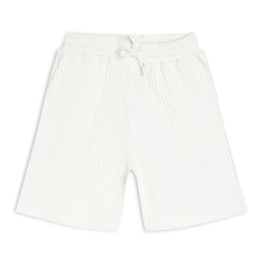 Boy's Cotton Bermuda Shorts with Trending Pocket Design – White