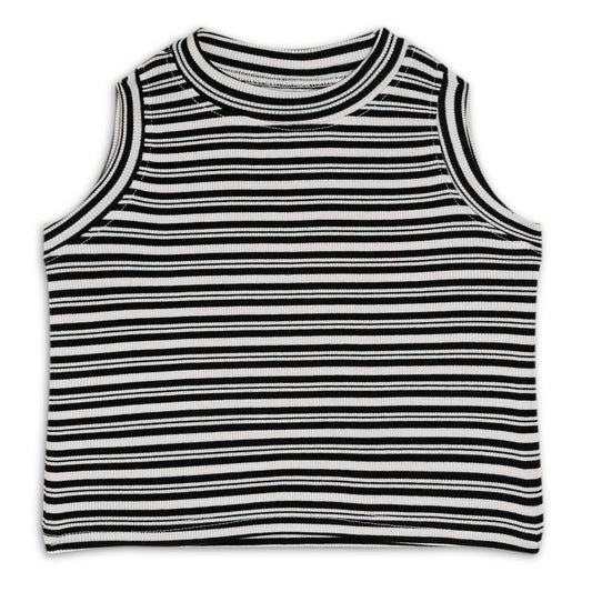 Girl's Solid Crew Neck Ribbed/Knitted Sleeveless Stretchable Slim Fit Crop Tank Top