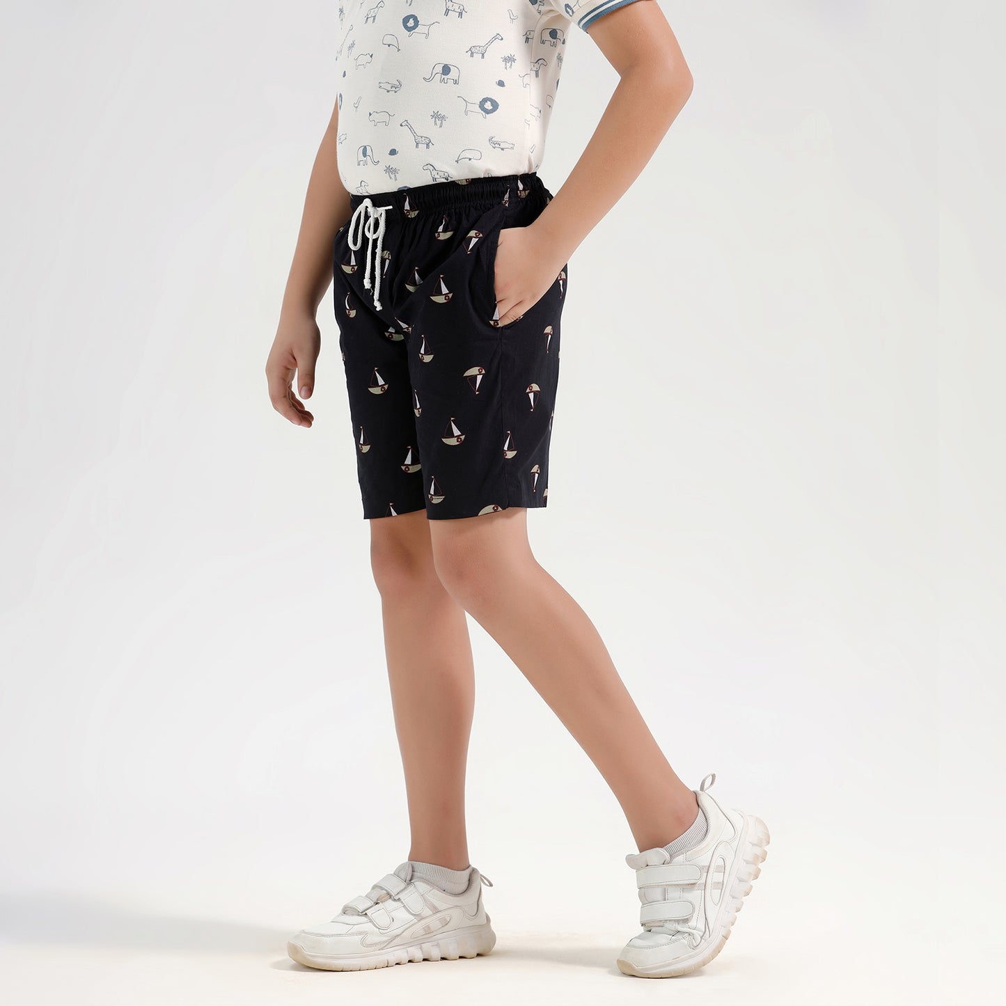 CHILINS Boys Girls Printed Cotton Bermuda Shorts