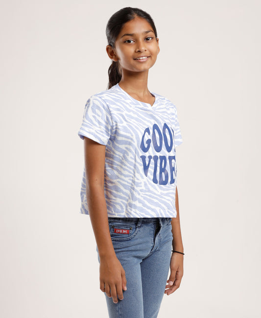 Girls’ Graphic Printed T-Shirt| Crop top | Slogan Tee | Soft Cotton Casual Top for Kids