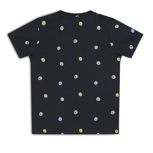 Kids Boy's Girls Regular Round Neck Cotton Fit T-Shirt Blue Smily