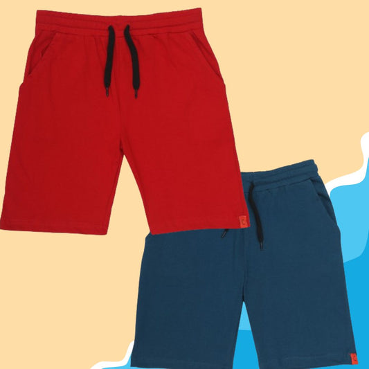Kids Cotton Shorts Red & Blue