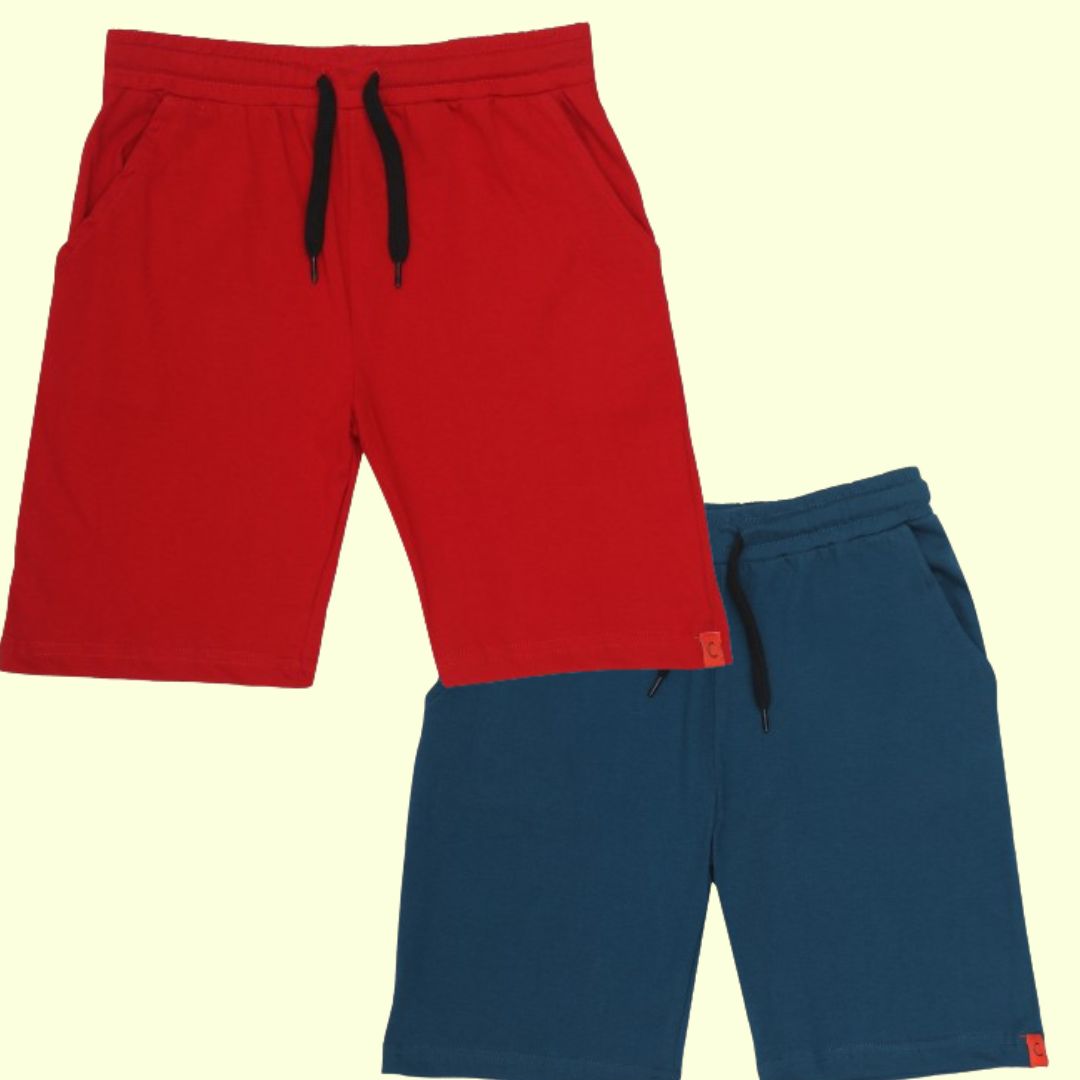 Kids Cotton Shorts Red & Blue