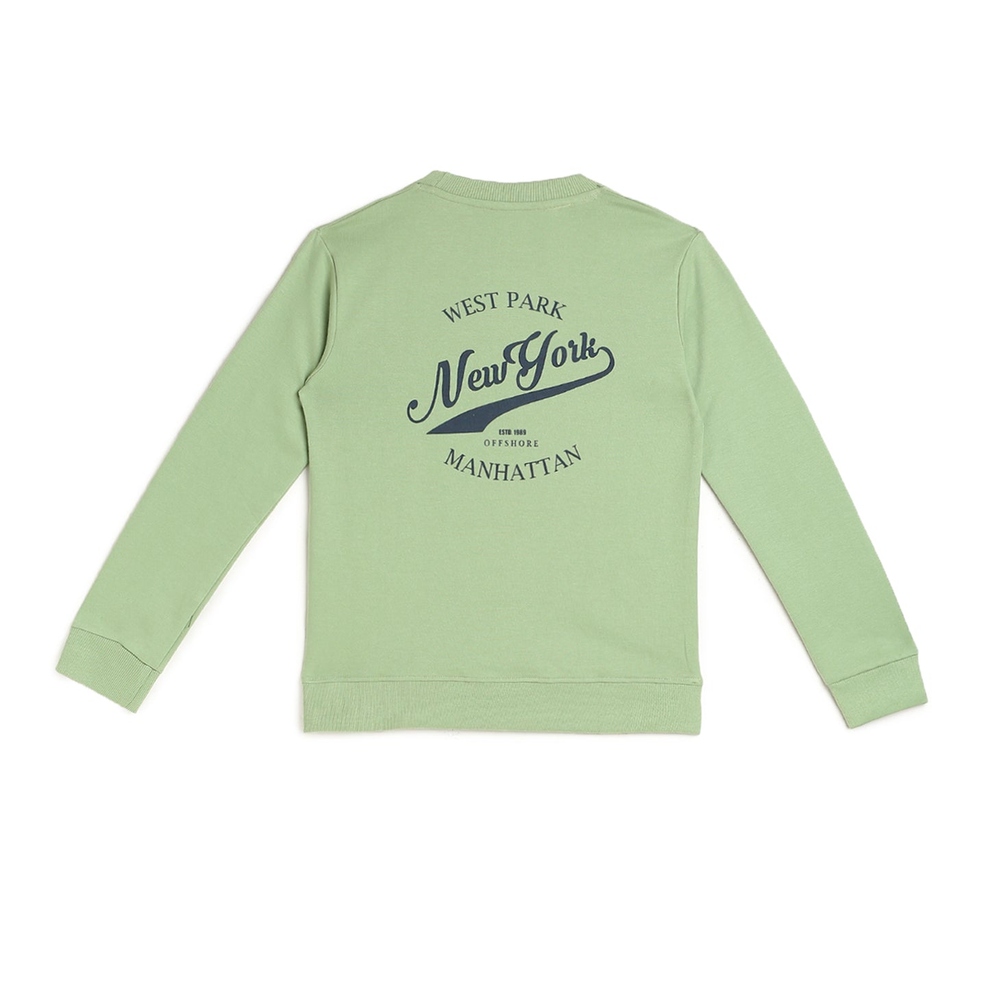 Boys Fleece Printed Round Neck Sweatshirt | Mehandi