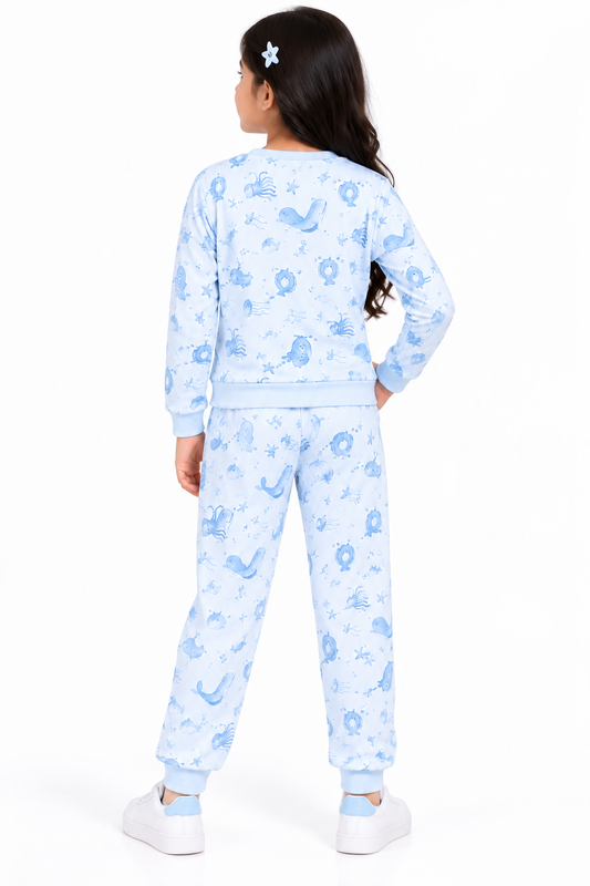 CHILINS Boys & Girls Blue Printed Co-Ord Set