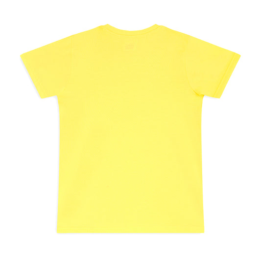 Kids Round Neck T-Shirt Half Sleeves 100% Cotton Plain Solid Color Tshirt Yellow