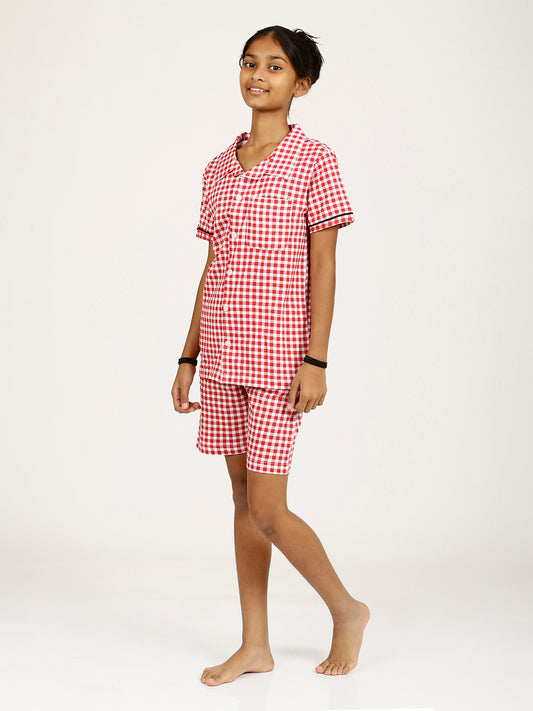 CHILINS Girls Shirt & Shorts Night Dress Pure Cotton Sleepwear
