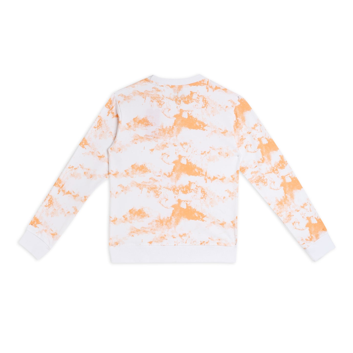 Girls Fleece Printed Round Neck Sweatshirt | Orange Tie Dye