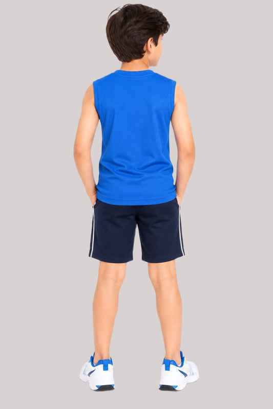 CHILINS Boys Blue Sports T-Shirt | Sleeveless Activewear Top