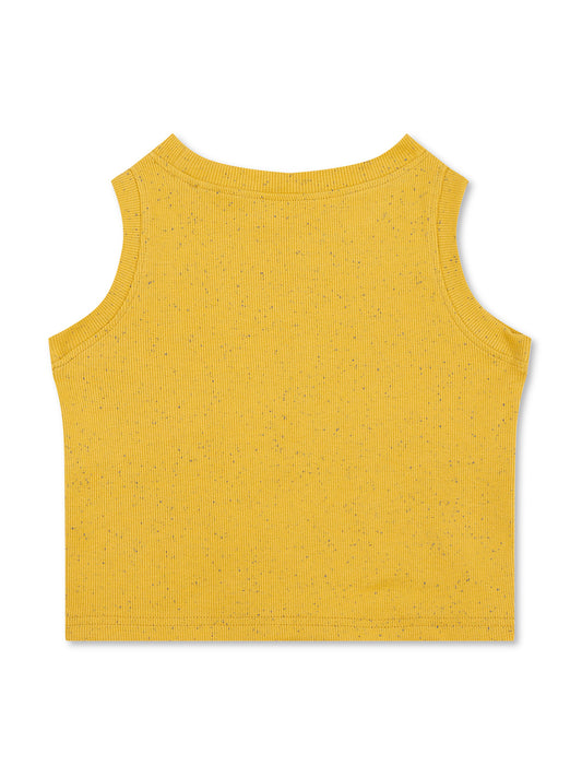 CHILINS Girls Yellow Ribbed Cotton Crop Top Stylish & Comfortable Kidswear