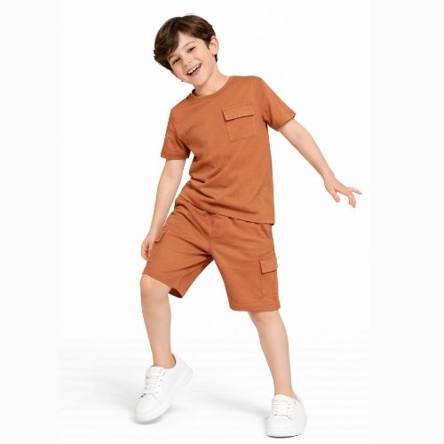 CHILINS Boys Oversize Relax Fit T-Shirt & Shorts Set – Casual Comfort Wear