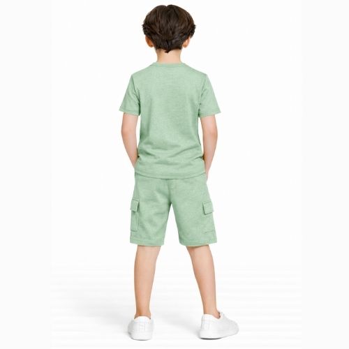 CHILINS Boys Oversize Relax Fit T-Shirt & Shorts Set – Casual Comfort Wear mint Green
