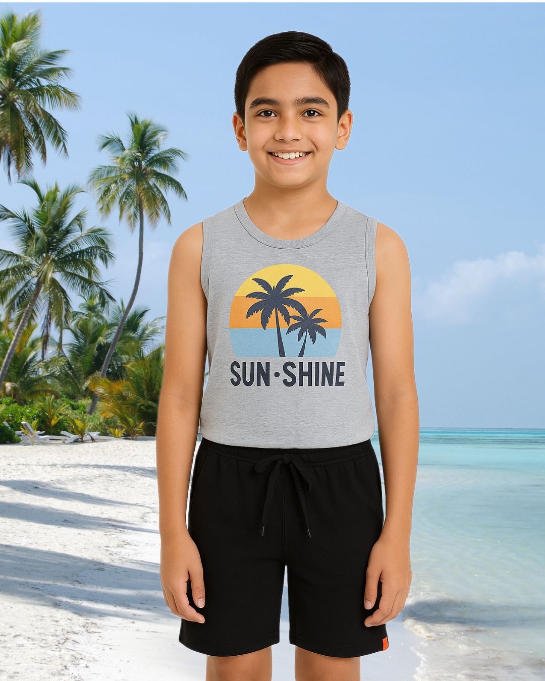 Kids Cotton Shorts Black & Blue