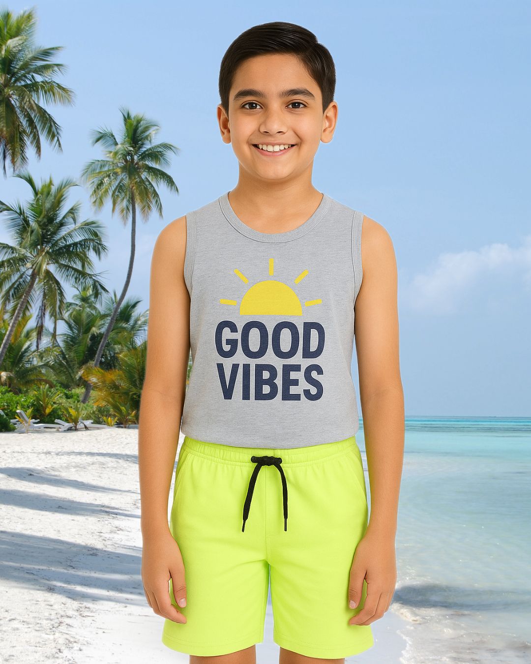 Kids Cotton Shorts Green & Blue