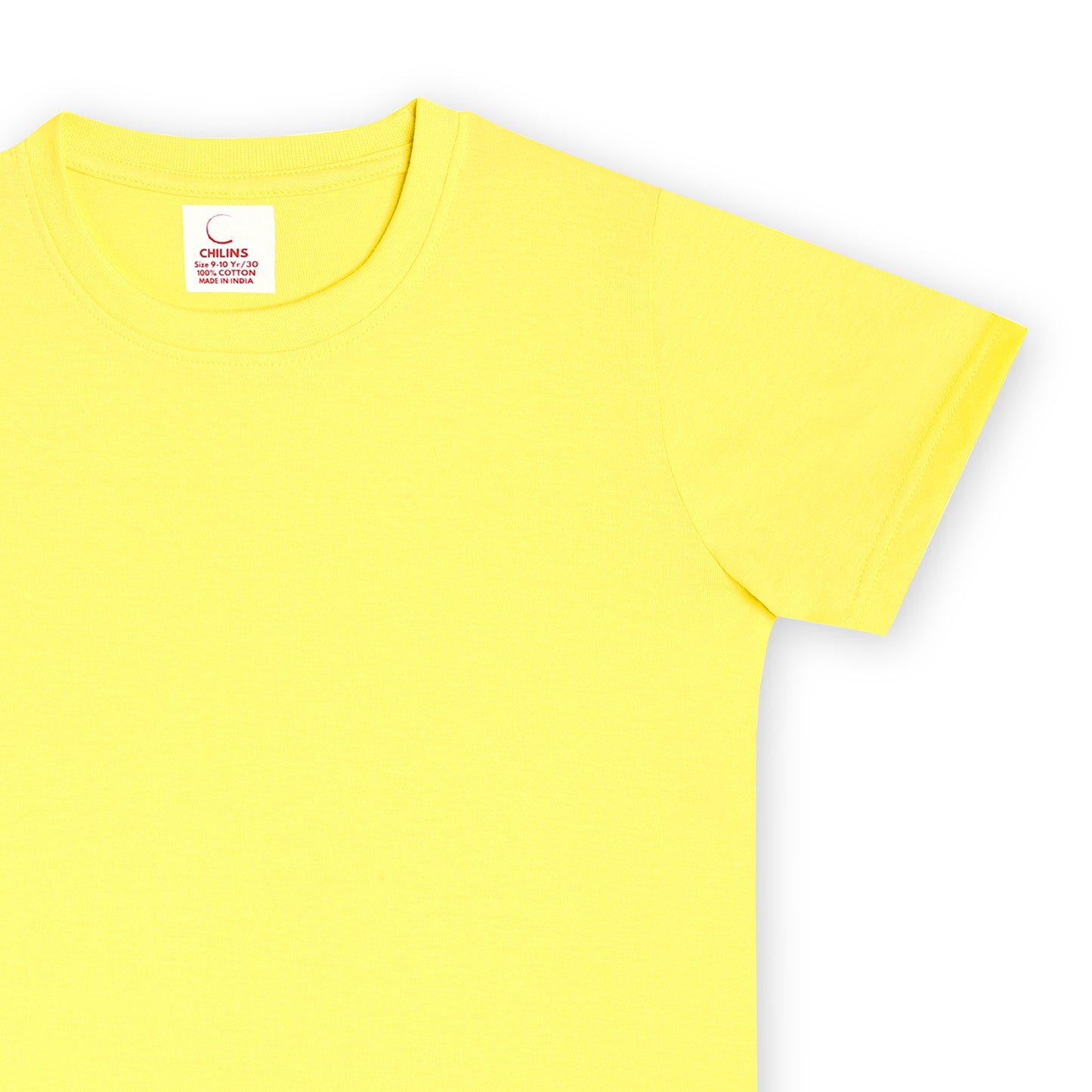 Kids Round Neck T-Shirt Half Sleeves 100% Cotton Plain Solid Color Tshirt Yellow