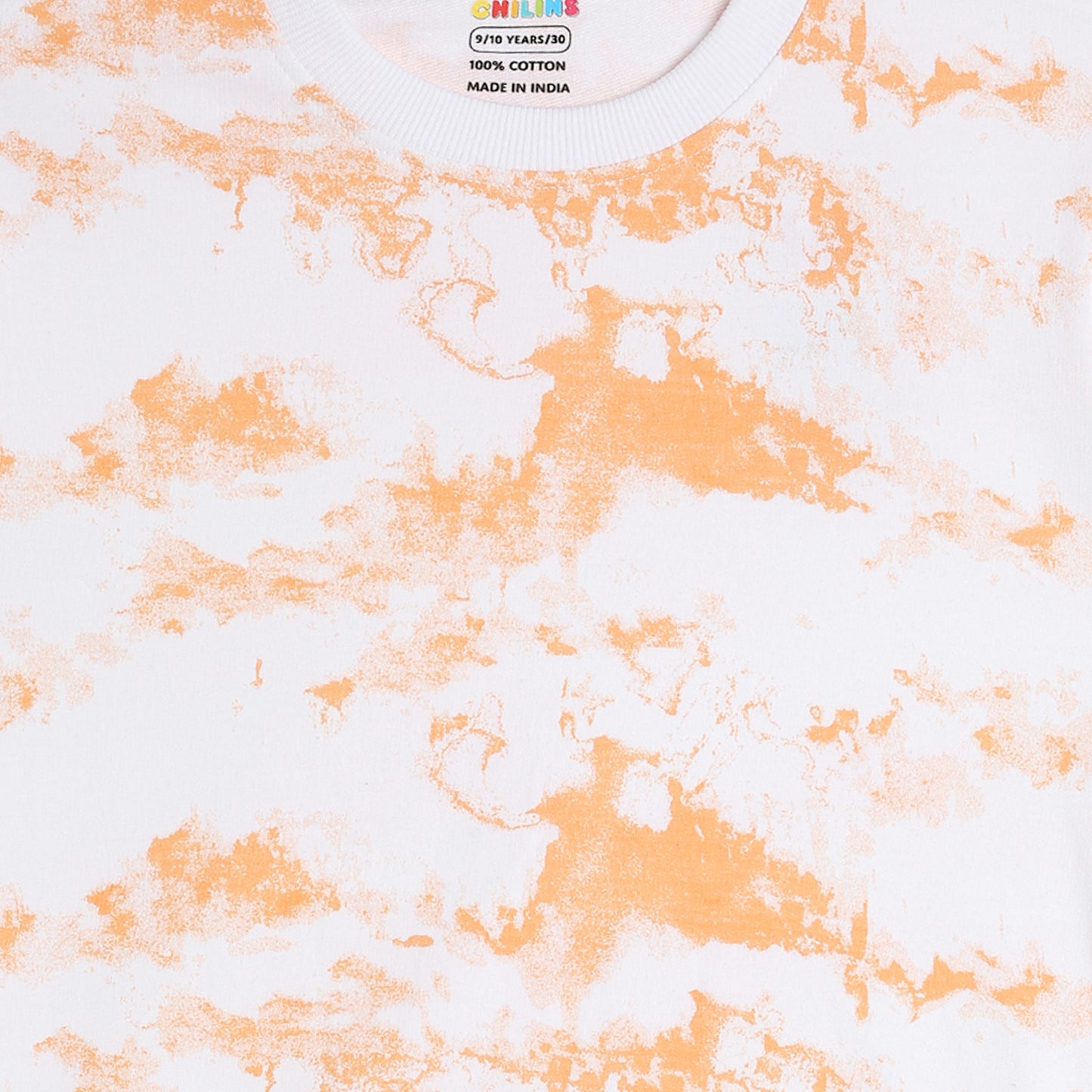 Girls Fleece Printed Round Neck Sweatshirt | Orange Tie Dye