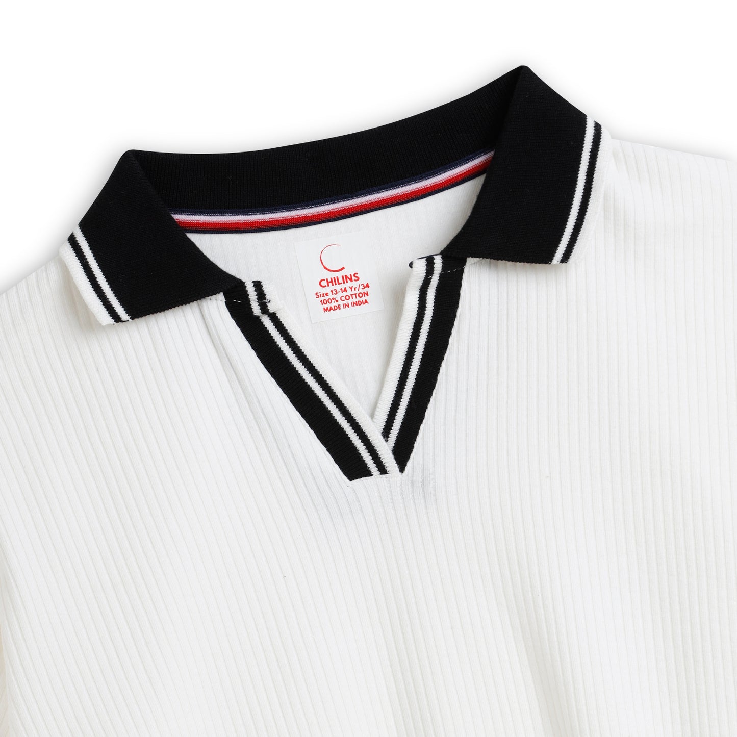 Girls Cotton Solid Collared Polo T-shirt