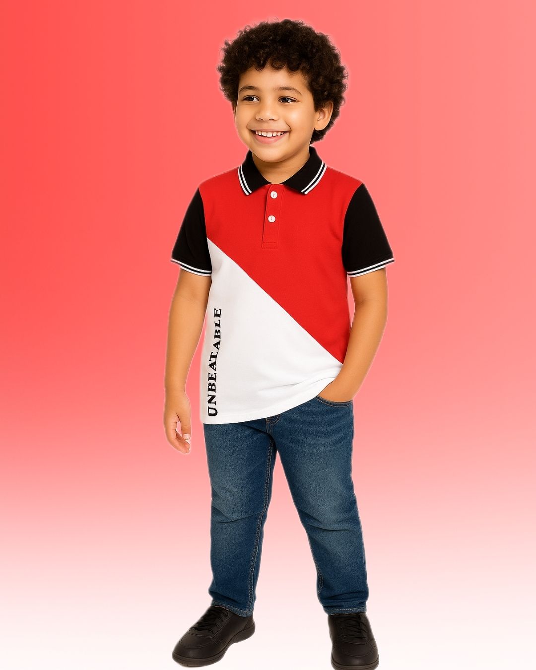 Chilins Boys Polo Tshirt, Color- Red & White