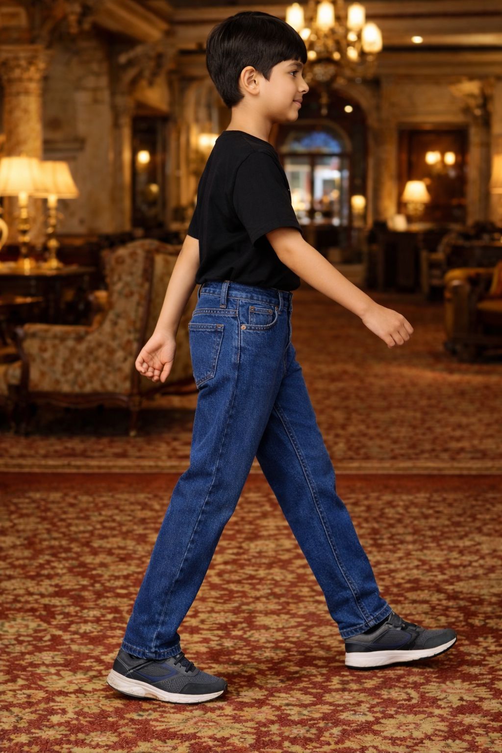 CHILINS Kids Blue Denim Jeans | Button Closure Regular Fit Jeans