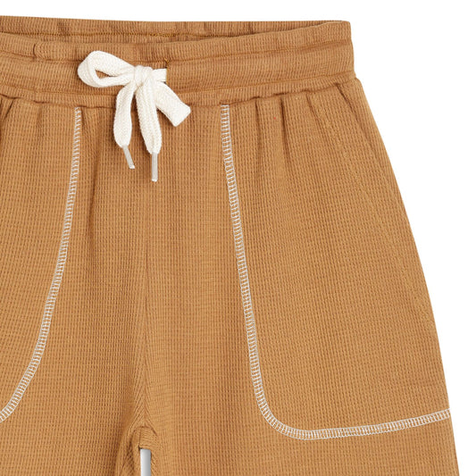 Boy's Cotton Bermuda Shorts with Trending Pocket Design – Brown White